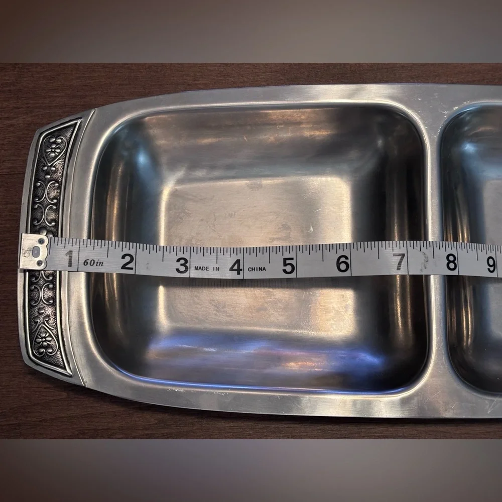 Cordova, 1969, Solid 18-8 Stainless Steel Double Serving Tray MCM